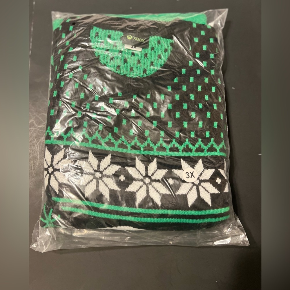 Xbox Men’s 3xl Christmas Sweater Green And Black New In Packaging